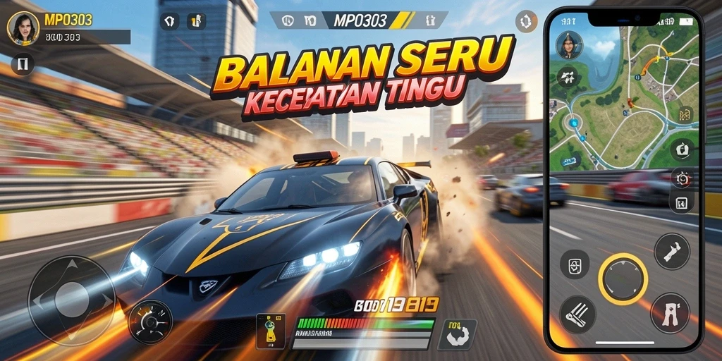 Screenshot utama MPO303 menampilkan aksi balapan yang mendebarkan.
