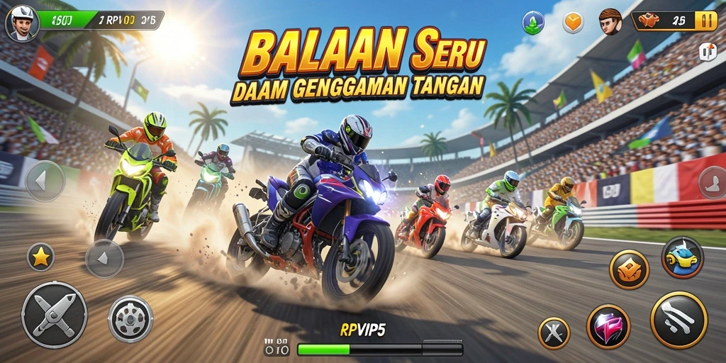 Tampilan seru balapan dalam RPVIP5 dengan mobil kustom.