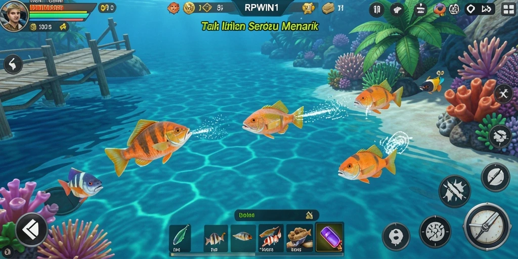 Tampilan gameplay menembak ikan yang menyenangkan di RPWIN1.