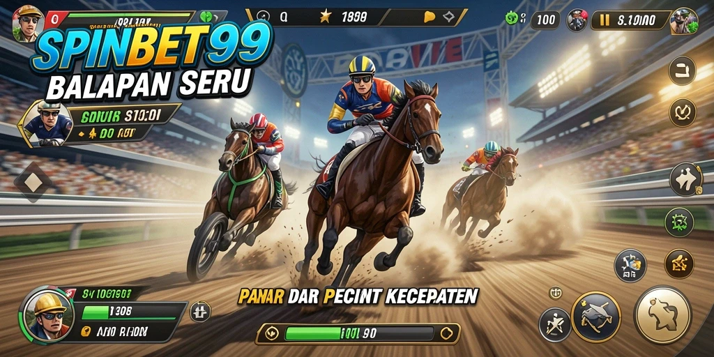 Screenshot utama SPINBET99 menampilkan aksi balapan yang mendebarkan.