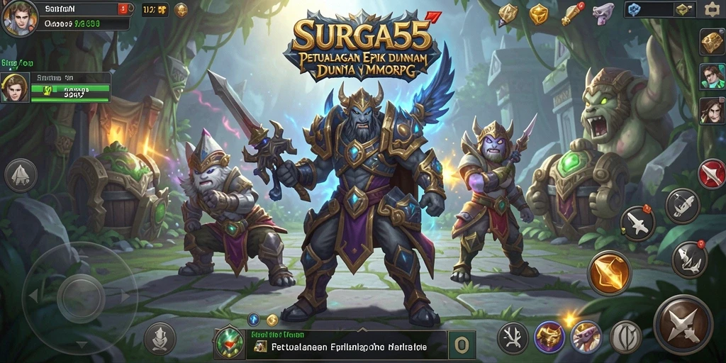 Tampilan epik gameplay SURGA55 dalam petualangan MMORPG.